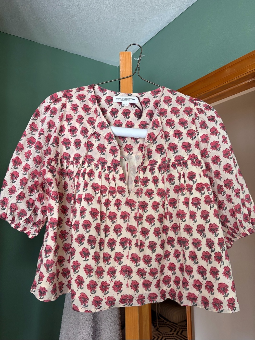 Emerson Fry Cream Top with Pink Floral Print